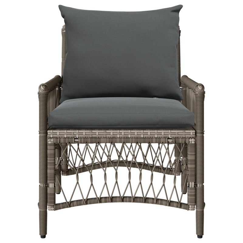 Garden Chair with Cushions Grey Poly Rattan