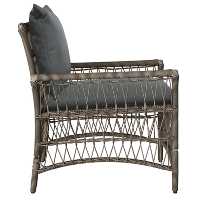 Garden Chair with Cushions Grey Poly Rattan
