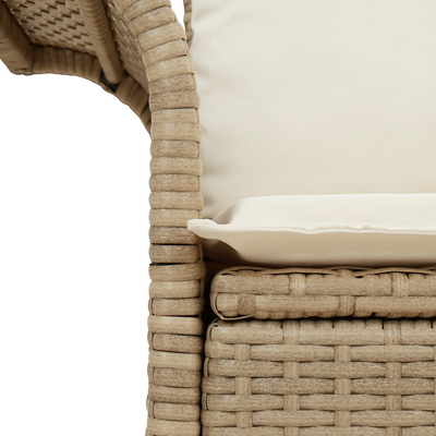 2-Seater Garden Sofa with Storage & Cushions Beige Poly Rattan