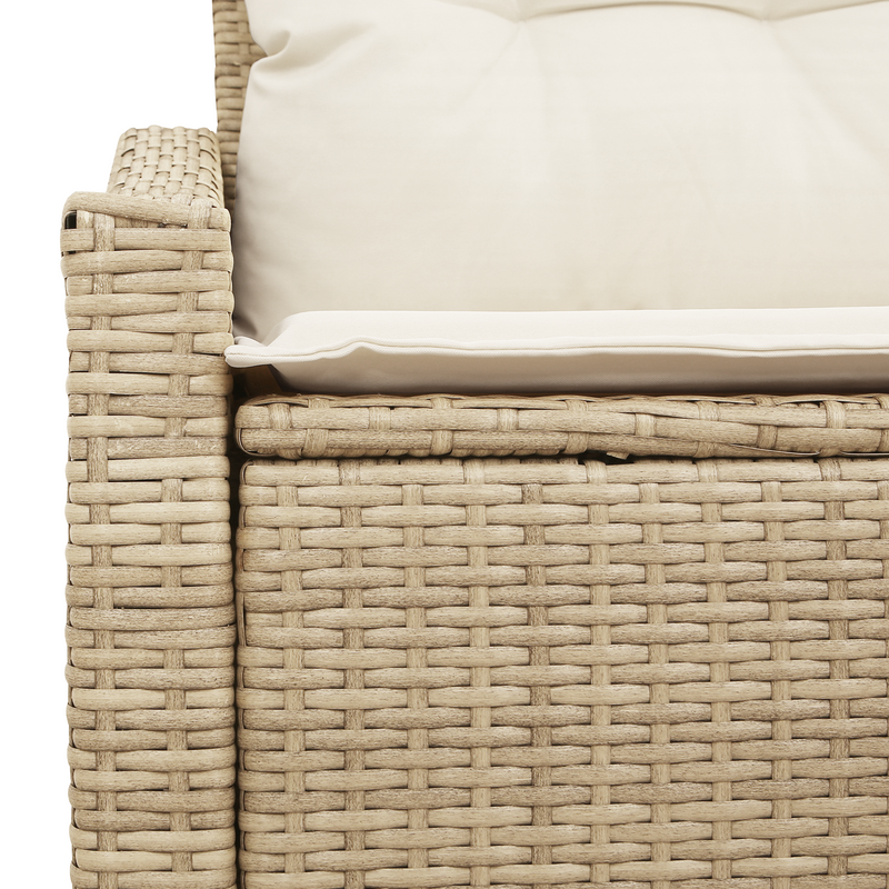 2-Seater Garden Sofa with Cushions Beige Poly Rattan