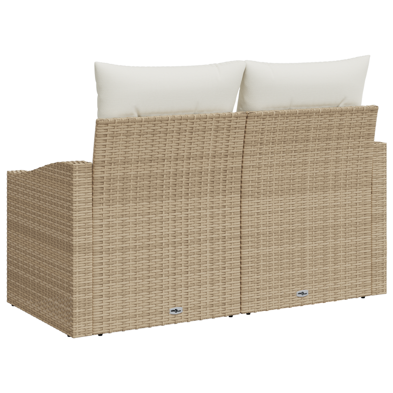 2-Seater Garden Sofa with Cushions Beige Poly Rattan