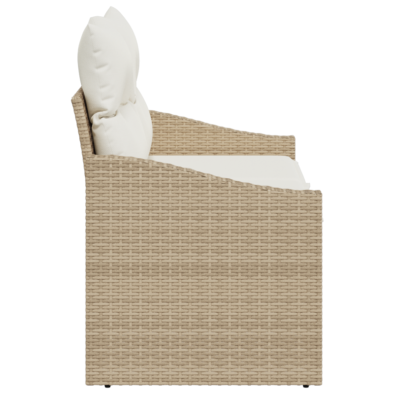 2-Seater Garden Sofa with Cushions Beige Poly Rattan