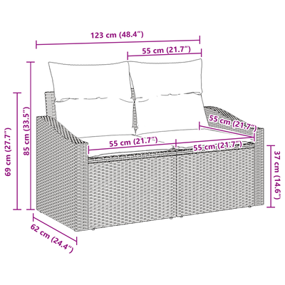 2-Seater Garden Sofa with Cushions Beige Poly Rattan