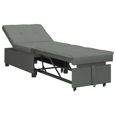Sofa Bed 3-in-1 Pull-Out Design Dark Grey Fabric