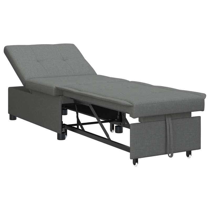 Sofa Bed 3-in-1 Pull-Out Design Dark Grey Fabric