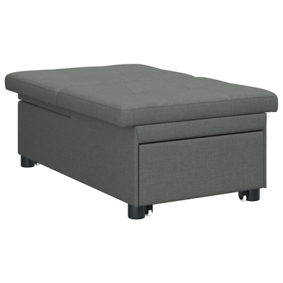 Sofa Bed 3-in-1 Pull-Out Design Dark Grey Fabric