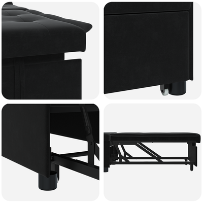 Sofa Bed 3-in-1 Pull-Out Black Velvet