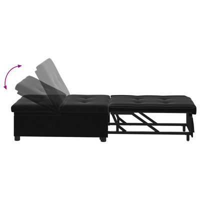 Sofa Bed 3-in-1 Pull-Out Black Velvet