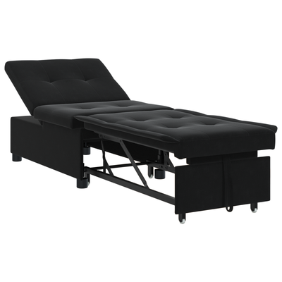 Sofa Bed 3-in-1 Pull-Out Black Velvet