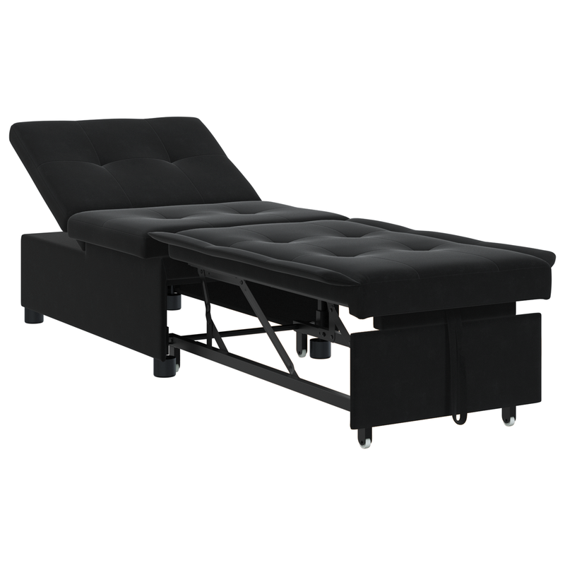 Sofa Bed 3-in-1 Pull-Out Black Velvet