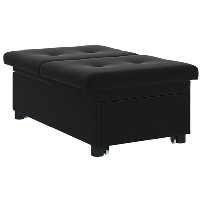Sofa Bed 3-in-1 Pull-Out Black Velvet