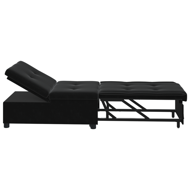 Sofa Bed 3-in-1 Pull-Out Black Velvet