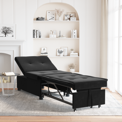 Sofa Bed 3-in-1 Pull-Out Black Velvet