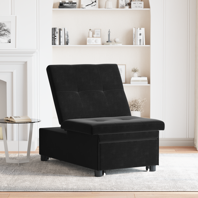 Sofa Bed 3-in-1 Pull-Out Black Velvet
