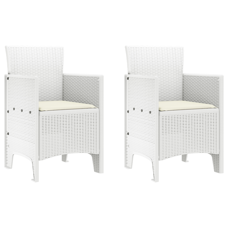Garden Chairs with Cushions 2 pcs White Poly Rattan