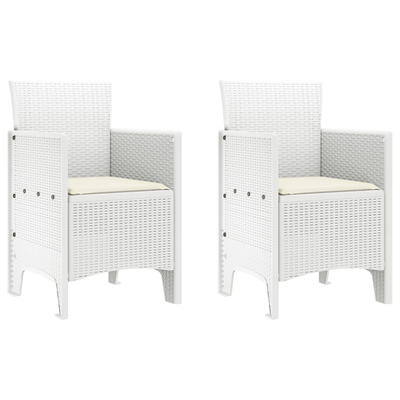 Garden Chairs with Cushions 2 pcs White Poly Rattan