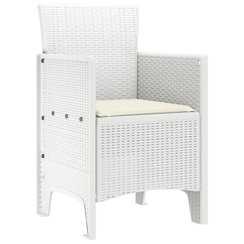 Garden Chairs with Cushions 2 pcs White Poly Rattan