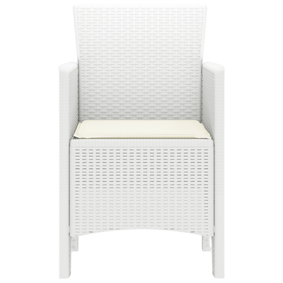 Garden Chairs with Cushions 2 pcs White Poly Rattan