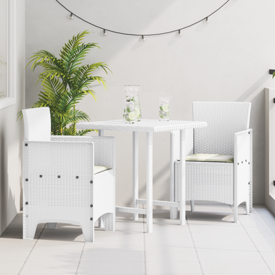 Garden Chairs with Cushions 2 pcs White Poly Rattan