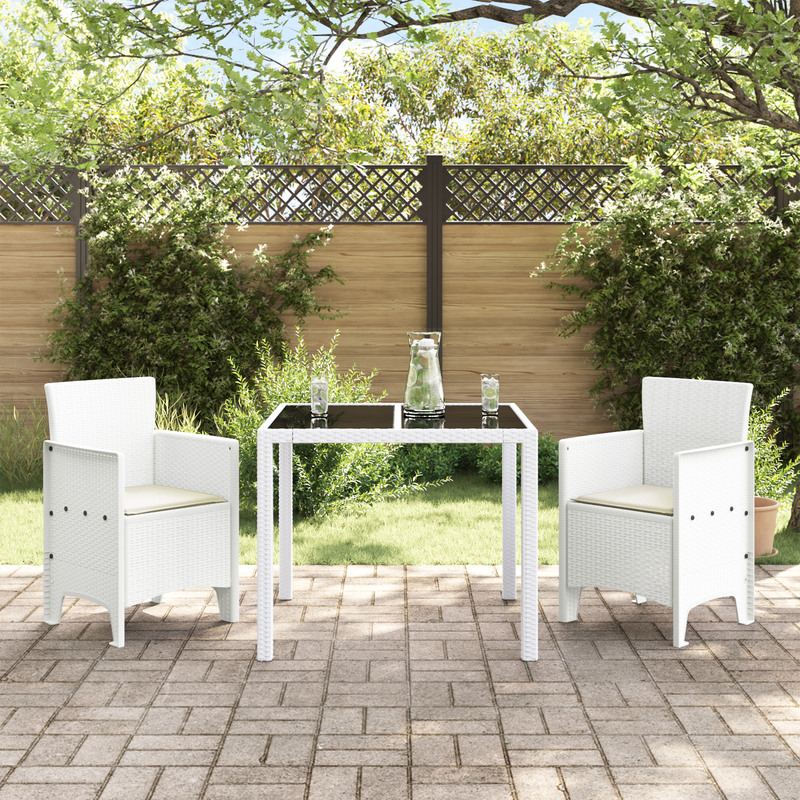 Garden Chairs with Cushions 2 pcs White Poly Rattan
