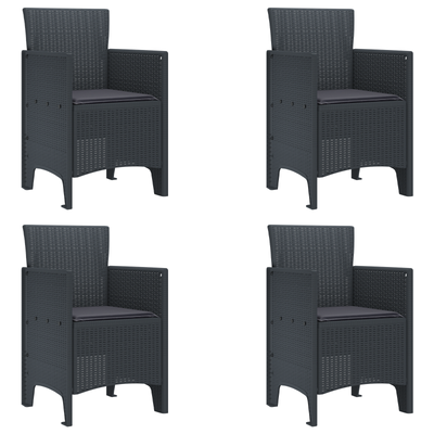 Garden Chairs with Cushions 4 pcs Anthracite Poly Rattan