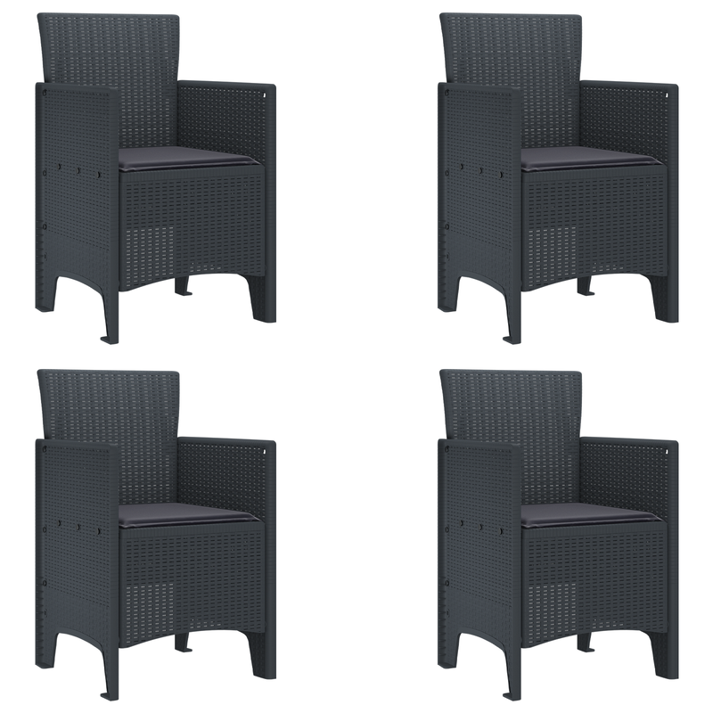 Garden Chairs with Cushions 4 pcs Anthracite Poly Rattan