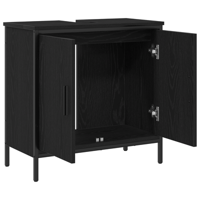 Bathroom Sink Cabinet Black Oak 60x30x60 cm Engineered Wood