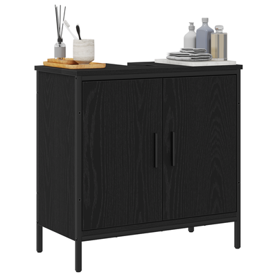 Bathroom Sink Cabinet Black Oak 60x30x60 cm Engineered Wood