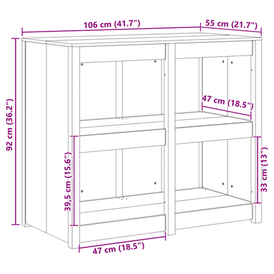 Outdoor Kitchen Cabinet White 106x55x92 cm Solid Wood Pine