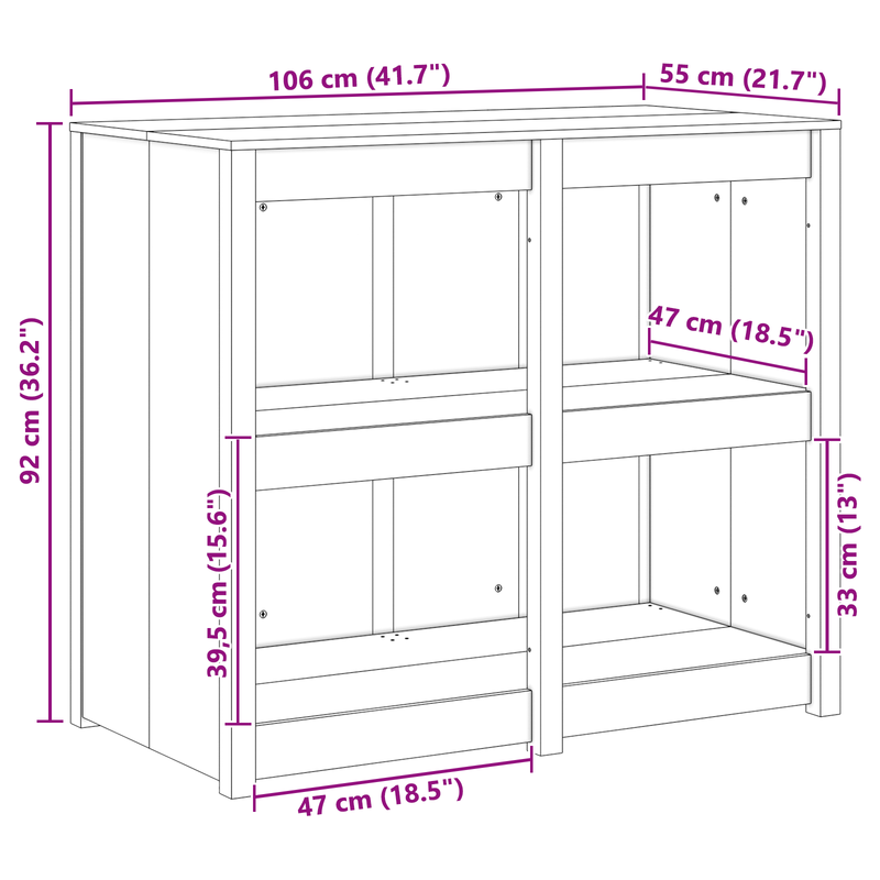 Outdoor Kitchen Cabinet White 106x55x92 cm Solid Wood Pine