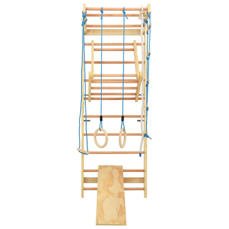 Indoor Climbing Playset with Ladders Rings Slide Wood Payday Deals