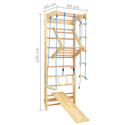Indoor Climbing Playset with Ladders Rings Slide Wood Payday Deals