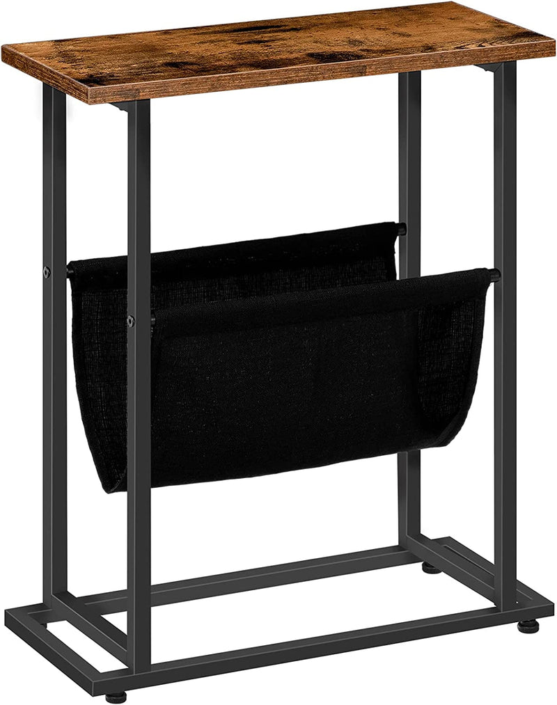 Industrial Side Table with Magazine Holder Sling and Metal Structure (Brown) Payday Deals