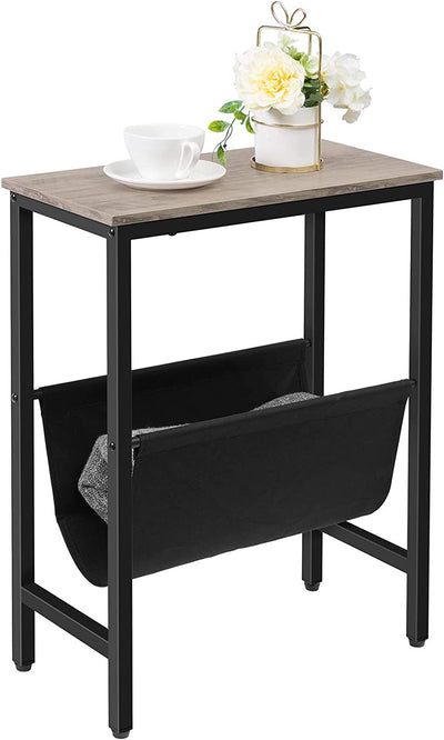 Industrial Side Table with Magazine Holder Sling and Metal Structure (Grey) Payday Deals