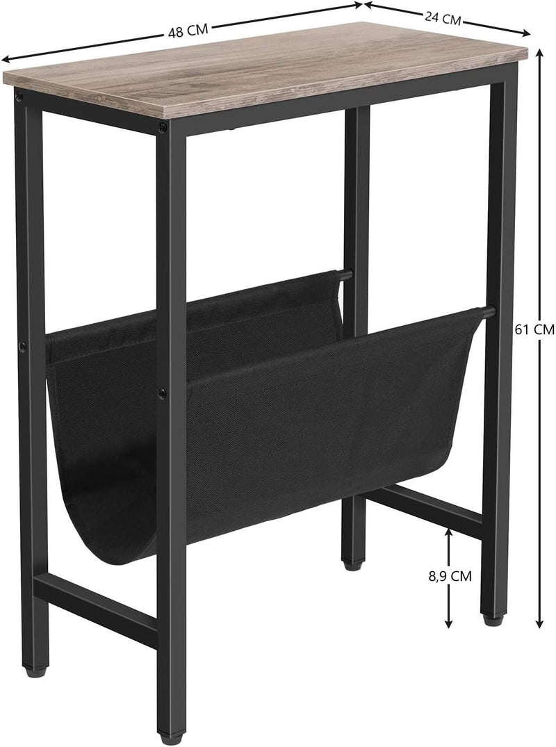 Industrial Side Table with Magazine Holder Sling and Metal Structure (Grey) Payday Deals