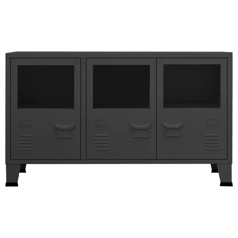Industrial Sideboard Anthracite 105x35x62 cm Metal and Glass Payday Deals