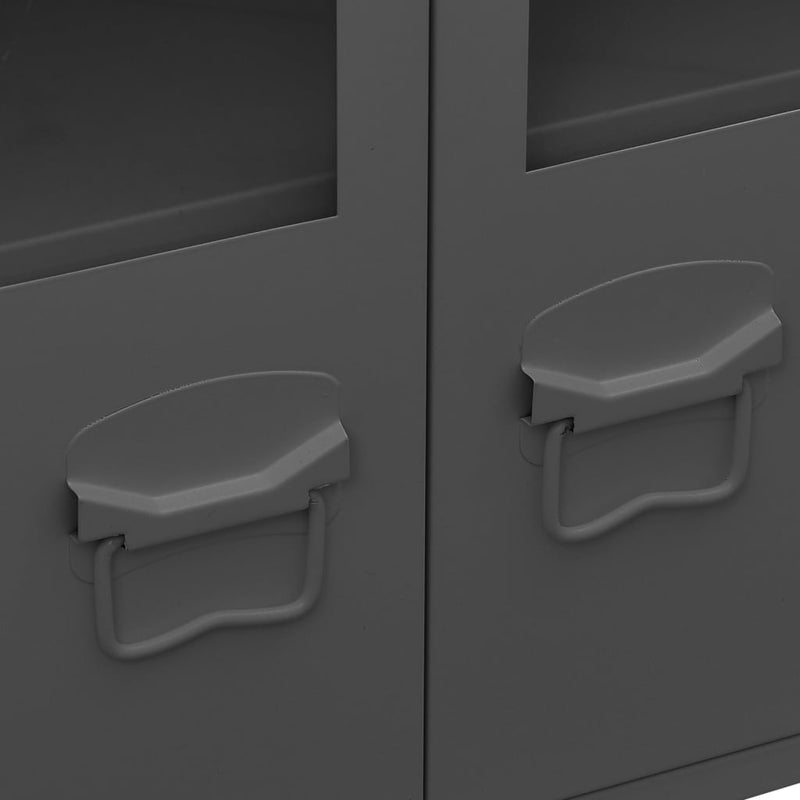 Industrial Sideboard Anthracite 105x35x62 cm Metal and Glass Payday Deals
