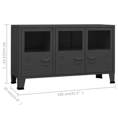 Industrial Sideboard Anthracite 105x35x62 cm Metal and Glass Payday Deals