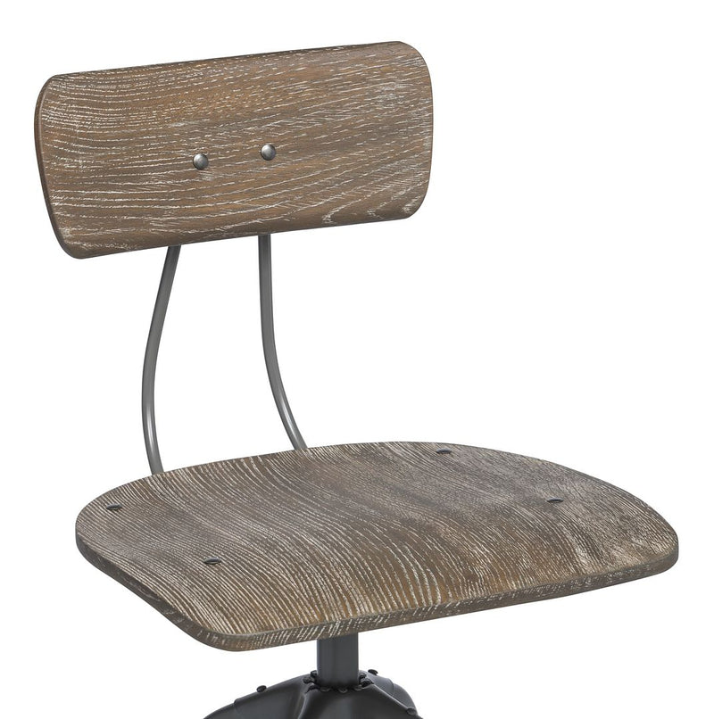 Industrial Swivel Height Adjustable Grey Oak Wood Bar Stool Chair with Back Payday Deals