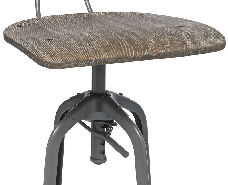 Industrial Swivel Height Adjustable Grey Oak Wood Bar Stool Chair with Back Payday Deals