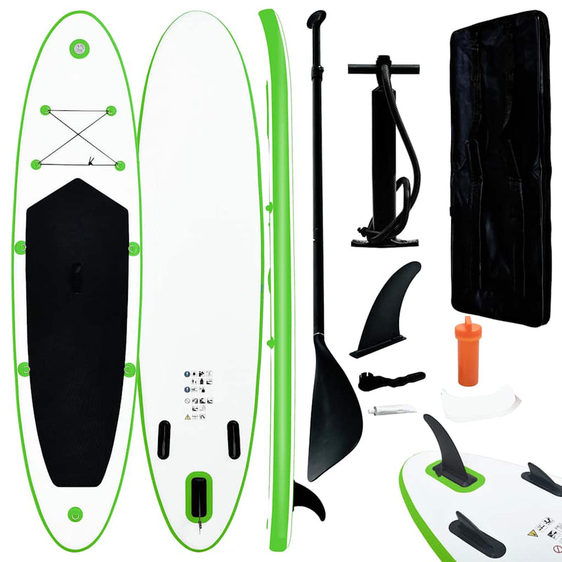 Inflatable Stand Up Paddle Board Set Green and White Payday Deals