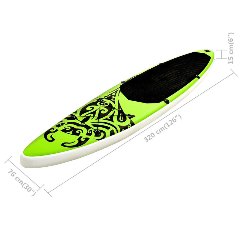 Inflatable Stand Up Paddleboard Set 320x76x15 cm Green Payday Deals