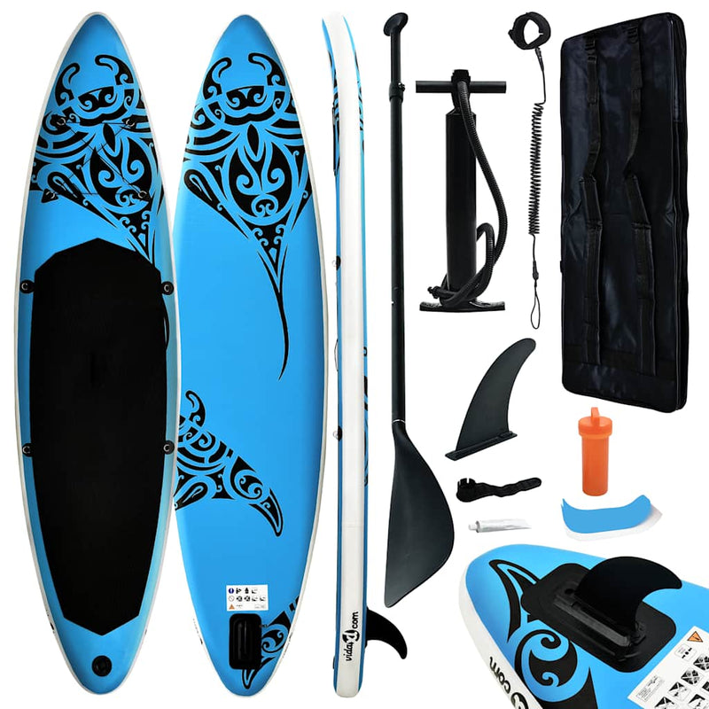 Inflatable Stand Up Paddleboard Set 366x76x15 cm Blue Payday Deals