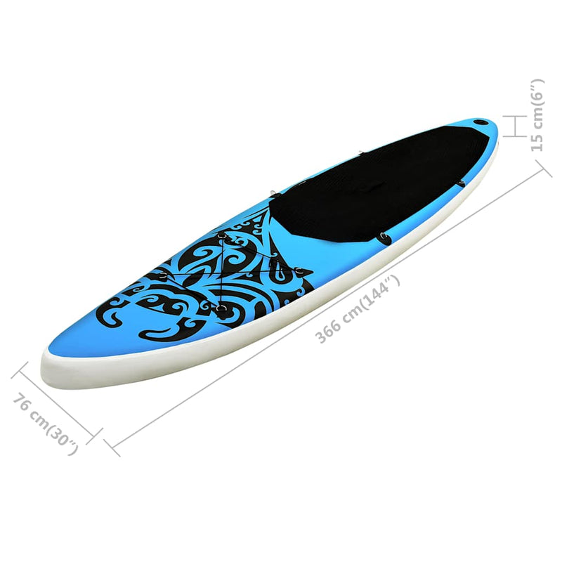 Inflatable Stand Up Paddleboard Set 366x76x15 cm Blue Payday Deals