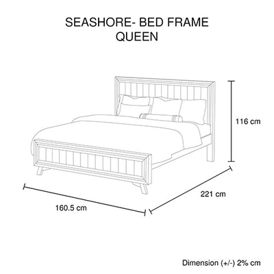 5 Pieces Bedroom Suite Queen Size Silver Brush in Acacia Wood Construction Bed, Bedside Table, Tallboy & Dresser