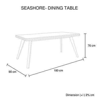 7 Pieces Dining Suite 180cm Medium Size Dining Table & 6X Chairs in Solid Acacia Wooden Frame in Silver Brush Colour