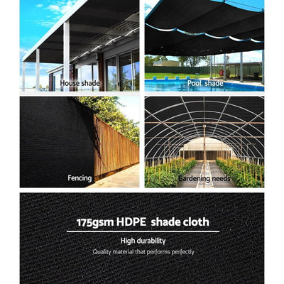 Instahut 70% UV Sun Shade Cloth Shadecloth Sail Roll Mesh Garden Outdoor 3.66x30m Black Payday Deals