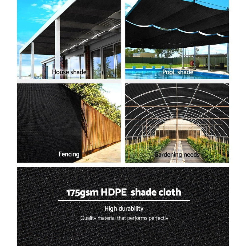 Instahut 70% UV Sun Shade Cloth Shadecloth Sail Roll Mesh Garden Outdoor 3.66x30m Black Payday Deals