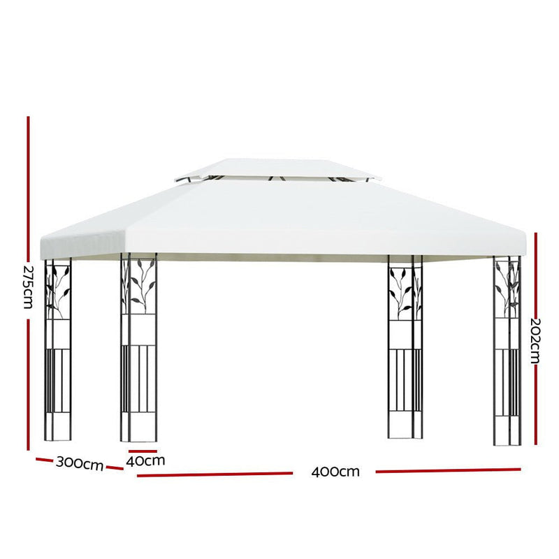 Instahut Gazebo 4x3m Party Marquee Outdoor Wedding Event Tent Iron Art White Payday Deals