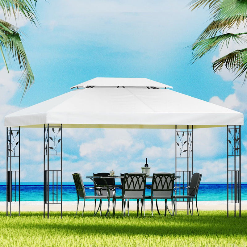 Instahut Gazebo 4x3m Party Marquee Outdoor Wedding Event Tent Iron Art White Payday Deals